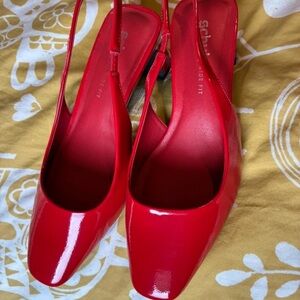 SCHUTZ Vibrant Red Patent Slingback Heels